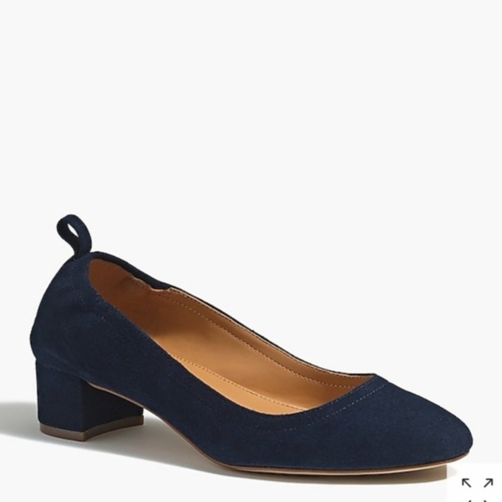 J. Crew Anya Block Suede Heel Black
